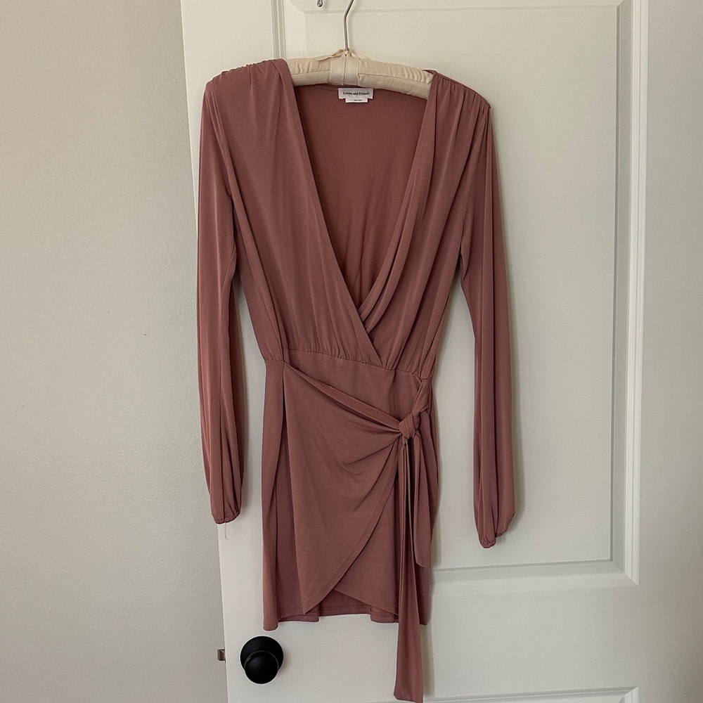 Lovers + Friends Dusty Rose Long Sleeve Mini Dress